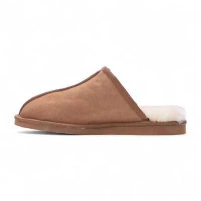 Men's Genuine Sheepskin Chestnut Suede Mule Winter Warm Non-Slip - Highland