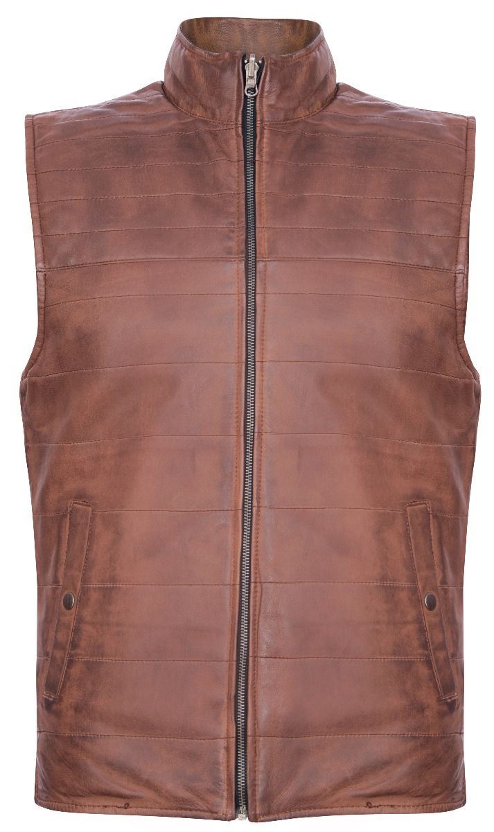 Mens Reversible Black and Brown Leather Gilet-Preston