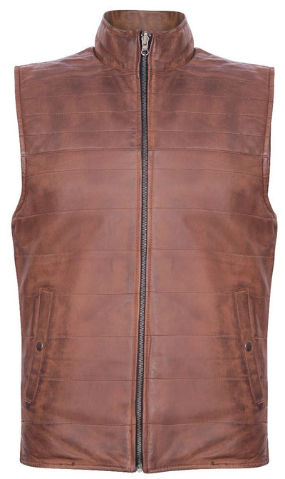 Mens Reversible Black and Brown Leather Gilet-Preston