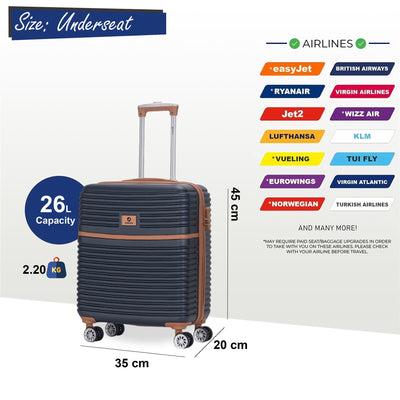 ABS Hardshell Underseat Cabin Suitcase 45 x 35 x 20 cm Luggage Suitable for Easyjet
