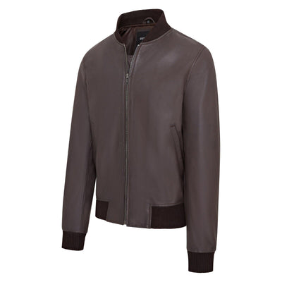 Mens Soft Leather MA-1 Varsity Bomber Jacket