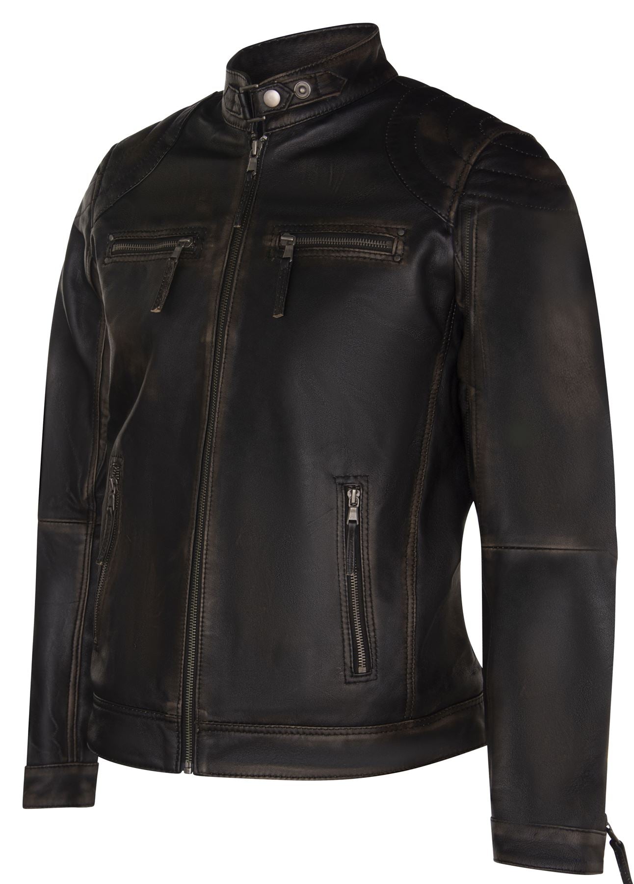 Mens Moto Leather Biker Jacket-Taiwan