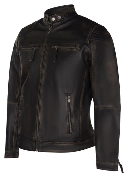 Mens Moto Leather Biker Jacket-Taiwan