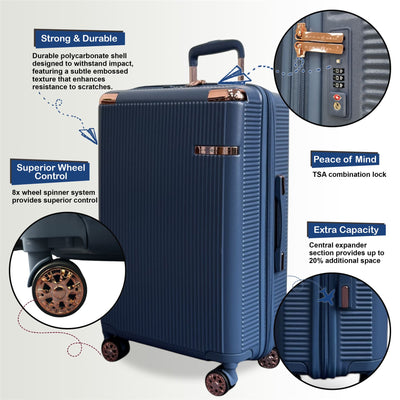 Expandable Hard Shell 8 Wheels Luggage Travel Cabin Suitcase Set