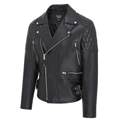 Mens Cowhide Leather Brando Biker Jacket - Garland