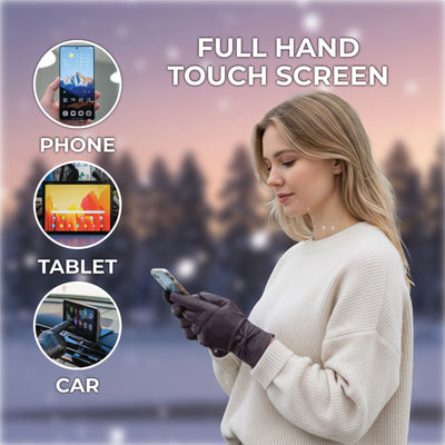 Womens Italian Leather Winter Bow Design Soft Wool Lining Gloves - L-GLV-401