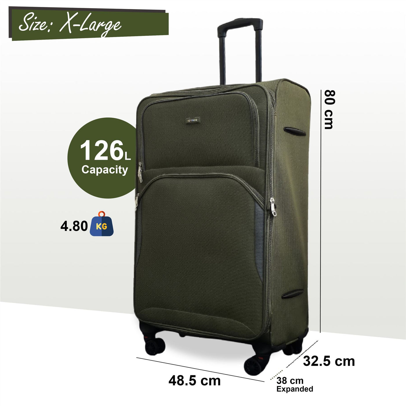 Expandable Soft 8 Wheel Lightweight Suitcase Luggage Travel Bags Set