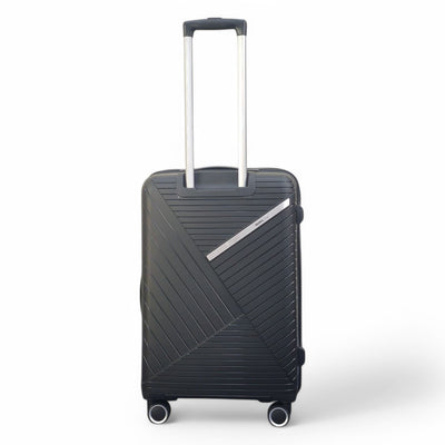 Robust PP Hard Shell Black 8 Wheels Luggage Travel Holiday Cabin Suitcase Set
