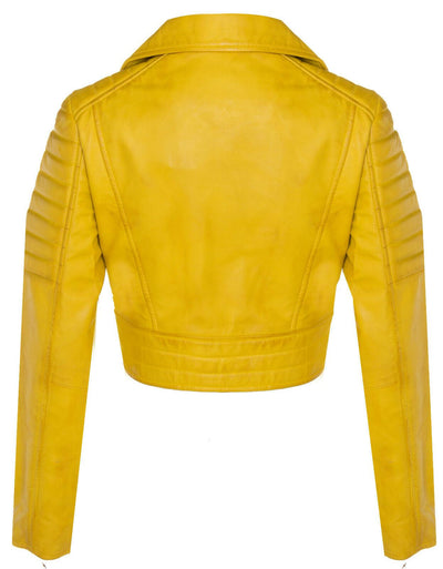 Giacca da motociclista in pelle corta Brando da donna - Damasco