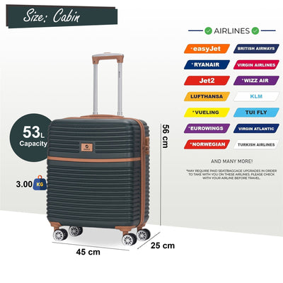 Strong ABS Hardshell Cabin Suitcase 56 x 45 x 25 cm Luggage Suitable for British Airways