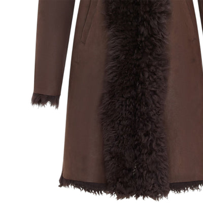 Womens Toscana Sheepskin Leather Hooded Trench Coat - Coast