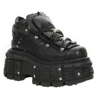New Rock Unisex Metallic Black Leather Gothic Boots- M-TANK106-C2