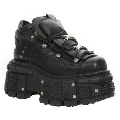 New Rock Unisex Metallic Black Leather Gothic Boots- M-TANK106-C2