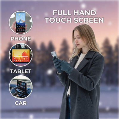 Womens Italian Leather Winter Button Design Soft Wool Lining Gloves - L-GLV-501