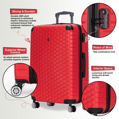 Strong ABS Hardshell Cabin Suitcase 55 x 40 x 20 cm Luggage Suitable for Easyjet, Ryanair