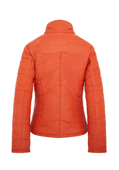 Womens Puffer Quilted Bomber Leather Jacket - Hamar