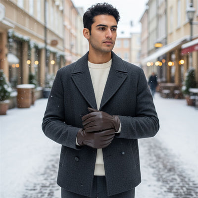 Men’s Italian Leather Warm Wool Lining Winter Stich Design Gloves - M-LGV-205