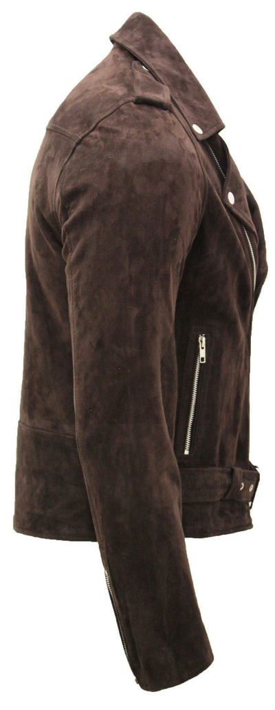 Mens Goat Suede Leather Brando Biker Jacket-Melbourne