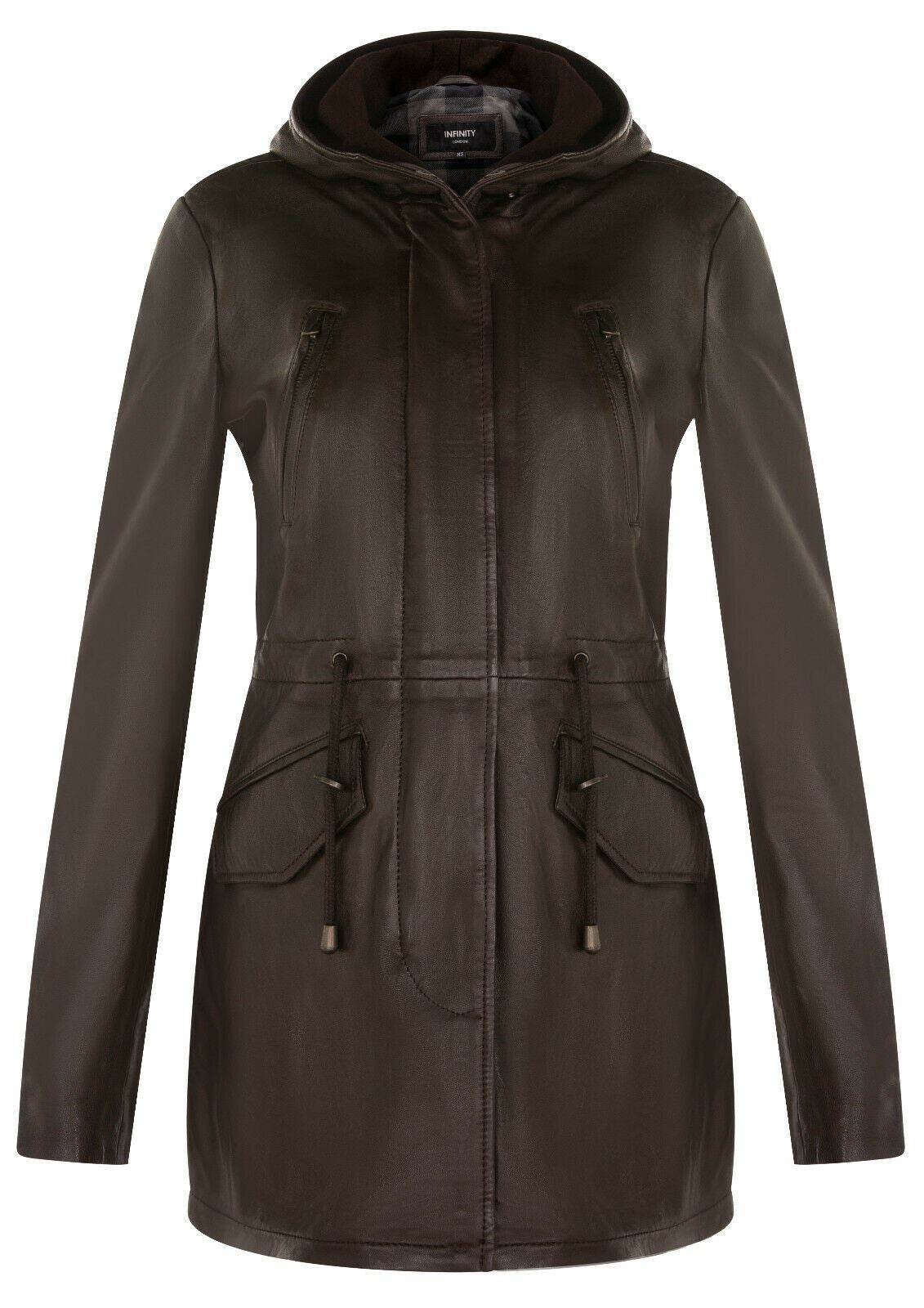 Giacca parka con cappuccio in pelle da donna - Bucarest