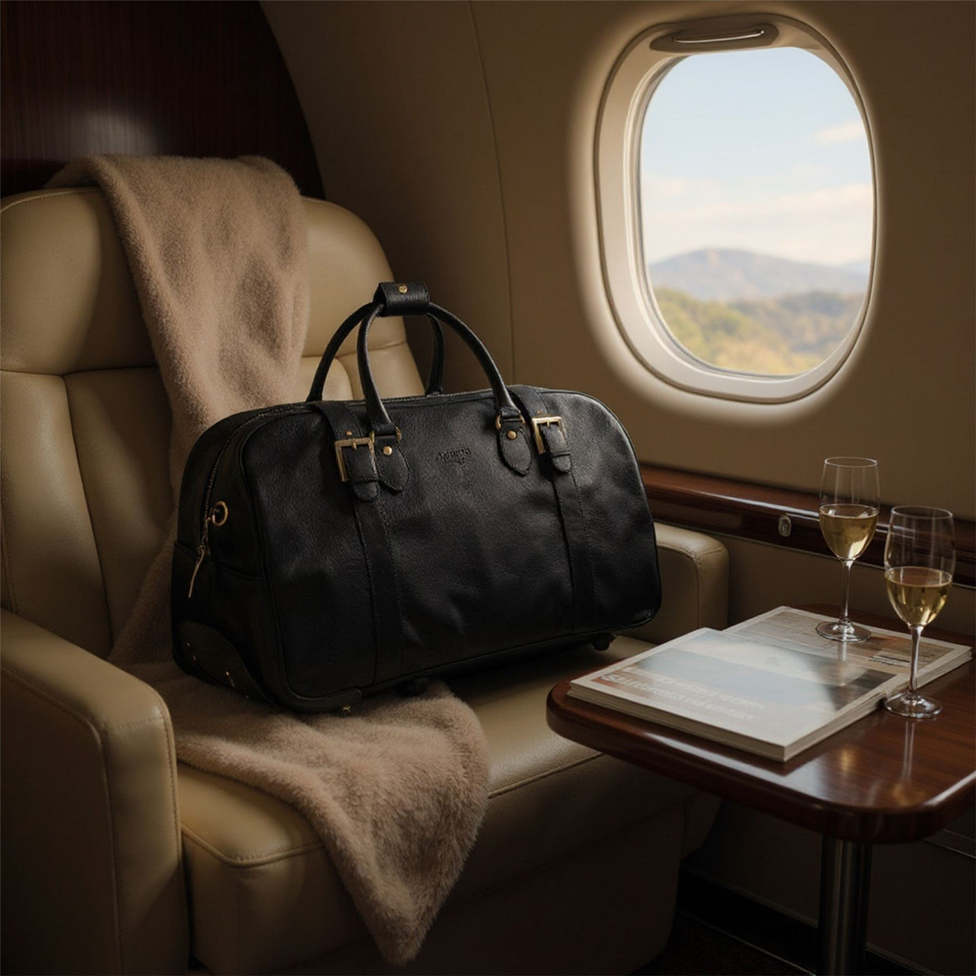 Genuine Leather Wheeled Holdall Duffle Travel Cabin Bag - Holt