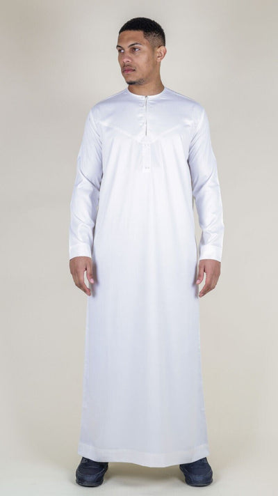 Men's Thobe Robe Satin Emirati Islamic Jubba Eid Regular Fit