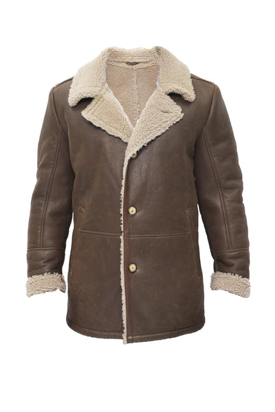 Mens Classic Sheepskin Leather Crombie Jacket-Brisbane