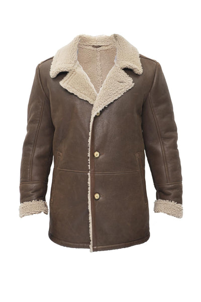 Mens Classic Sheepskin Leather Crombie Jacket-Kimberley