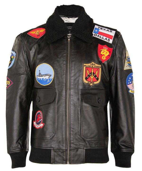 Mens Top Gun A2 Leather Bomber Jacket-San Diego
