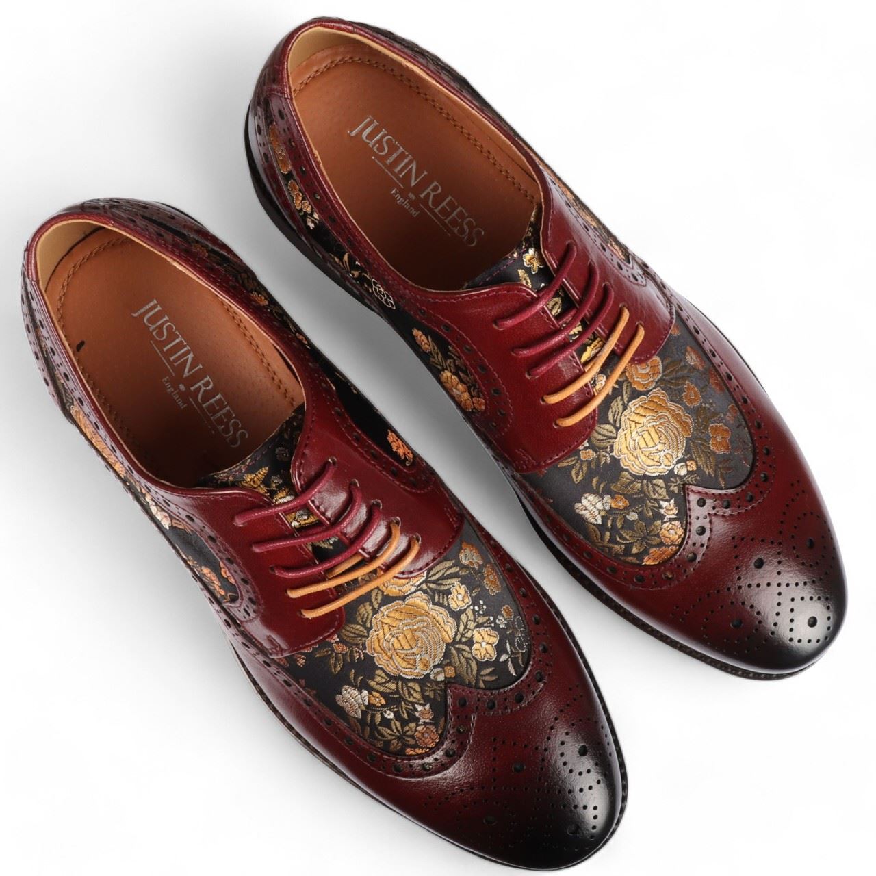 Justin Reess Men's Leather Floral Brogue Shoes - Ross