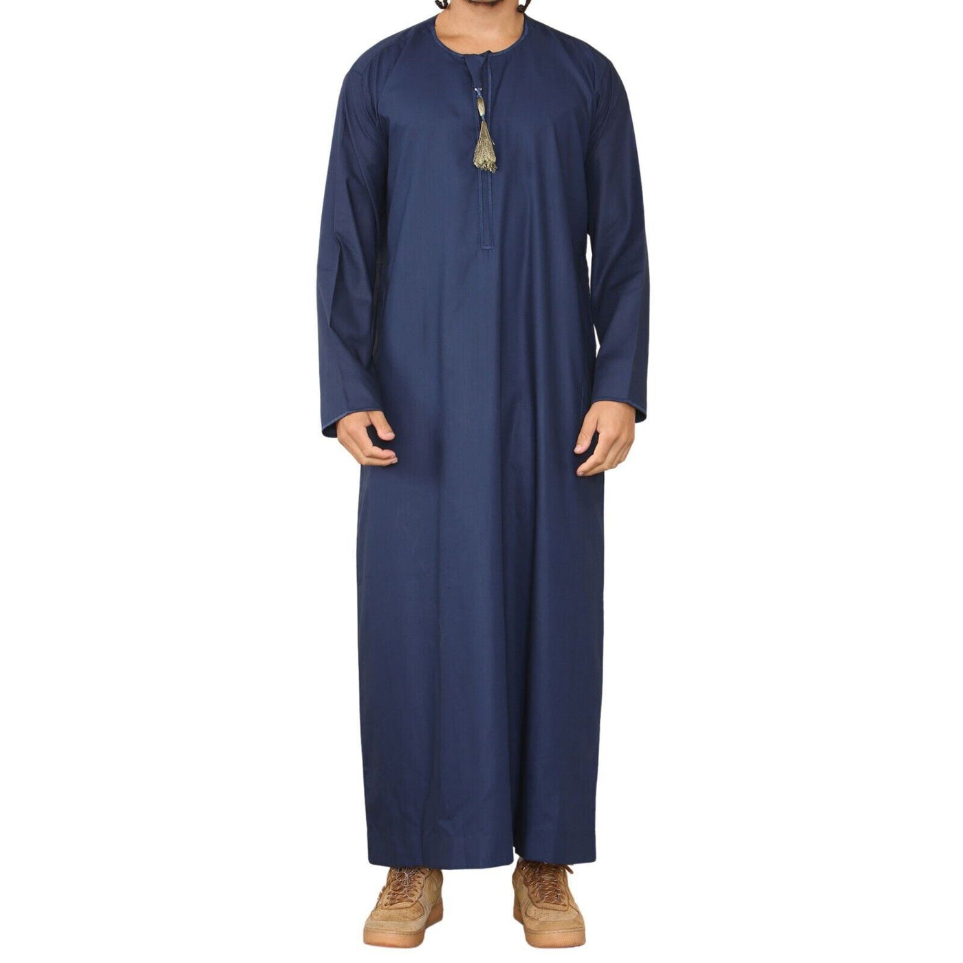 Mens Thobe Jubba Saudi Islamic Arab Eid Emirati Kaftan Jubbah Tassel Robe