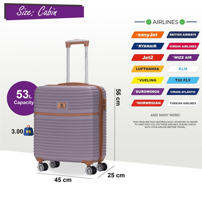 Strong ABS Hardshell Cabin Suitcase 56 x 45 x 25 cm Luggage Suitable for British Airways
