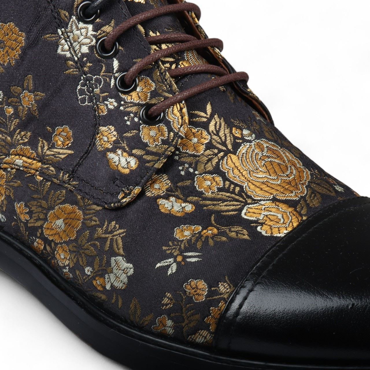 Justin Reess Men's Floral Leather Oxford Ankle Boots - Adam