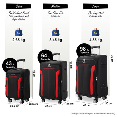 8 Wheel Lightweight Suitcase Luggage Travel Bags Set