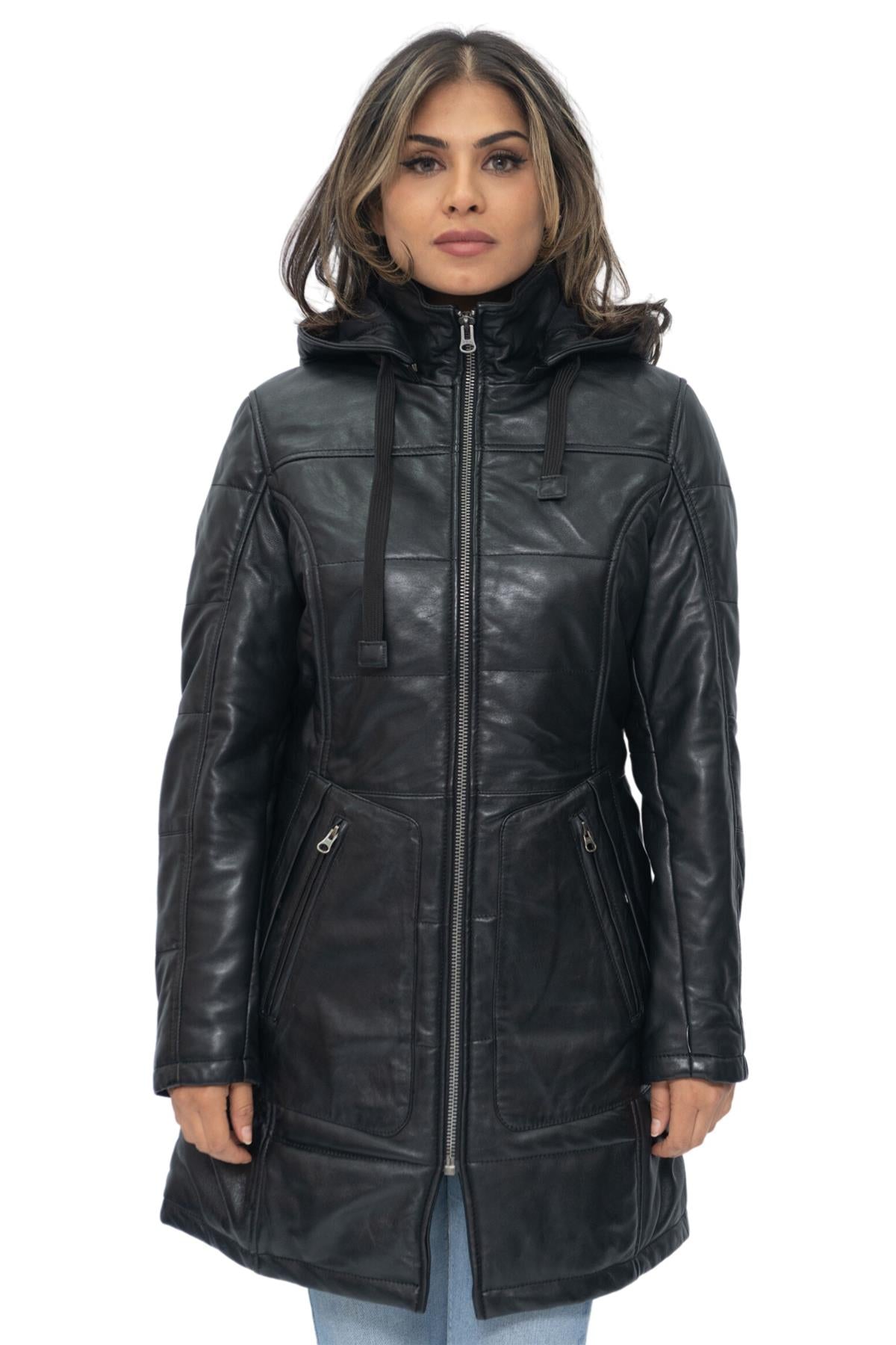 Damen-Parka aus gestepptem Leder – Allentown