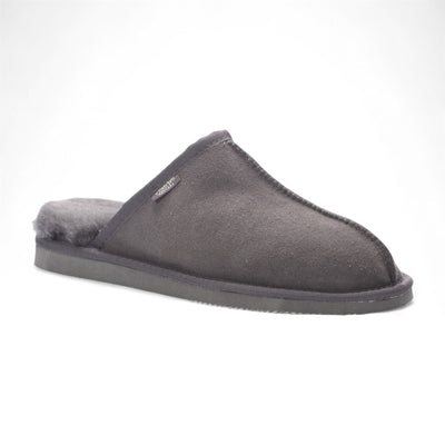 Men's Genuine Sheepskin Grey Suede Mule Winter Warm Non-Slip - Highland