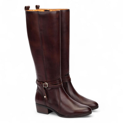Pikolinos Women's Knee High Tall Caoba Brown Leather Boots - Daroca