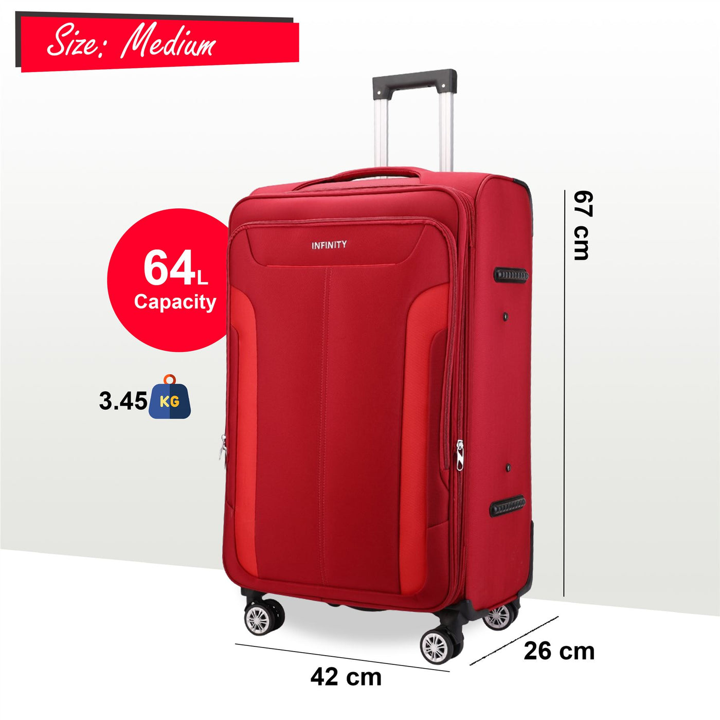 8 Wheel Lightweight Suitcase Luggage Travel Bags Set