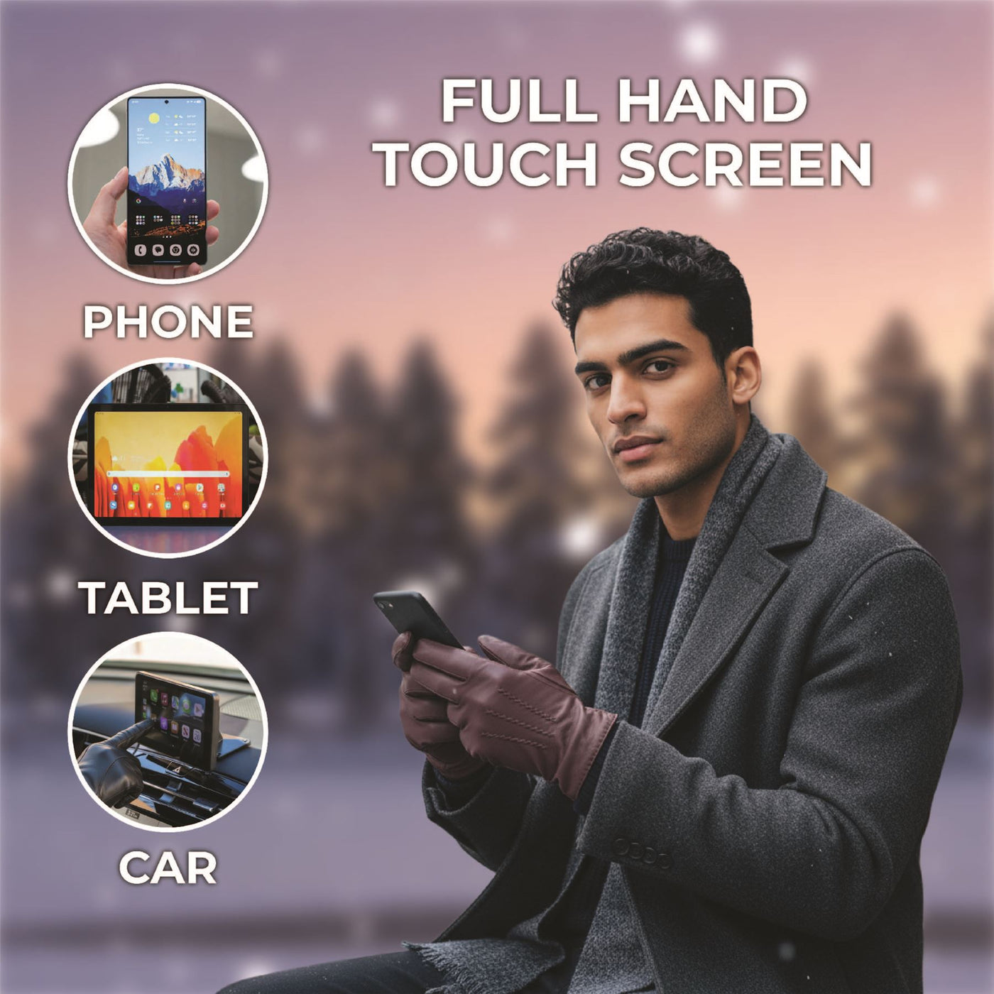 Men’s Italian Leather Warm Wool Lining Winter Stich Design Gloves - M-LGV-205