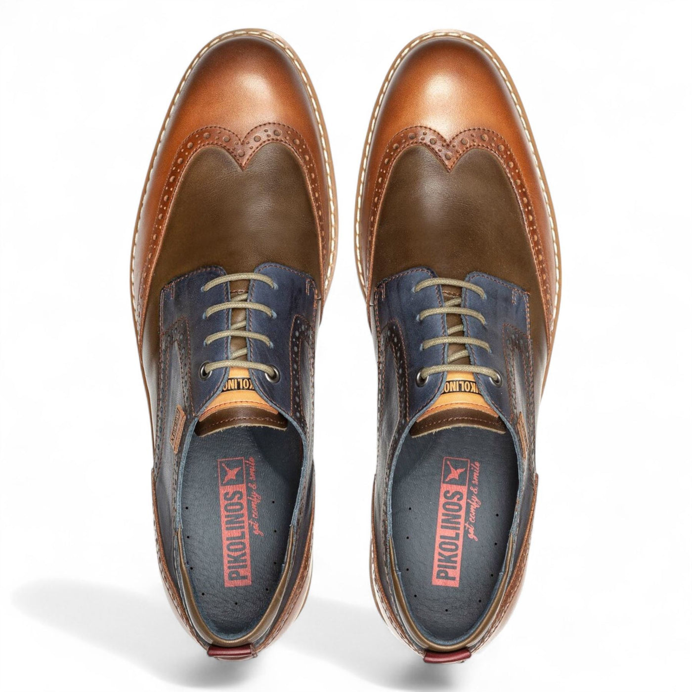 Pikolinos Men’s Brandy Brown Leather Brogue Lace-Up Oxford Shoes - Avila