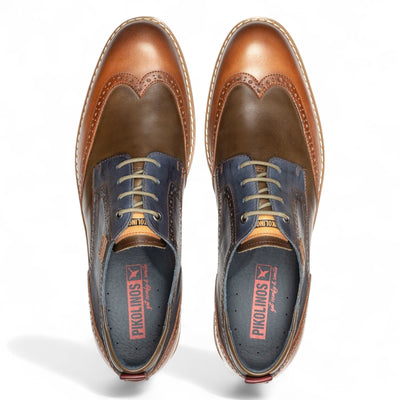 Pikolinos Men’s Brandy Brown Leather Brogue Lace-Up Oxford Shoes - Avila