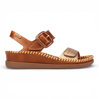 Pikolinos Women's Brown Leather Lightweight Summer Wedge Sandals - Cadaques