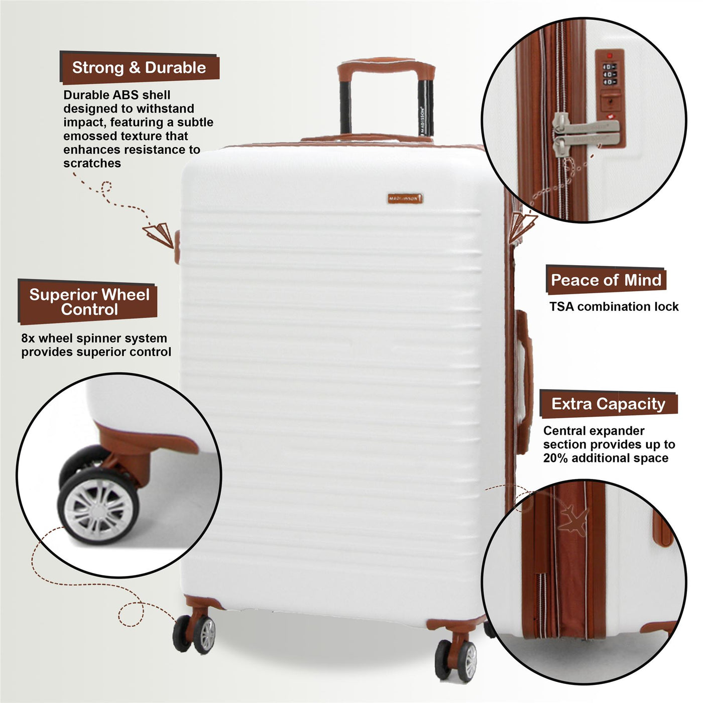 Hard Shell Cabin 55 x 36 x 20 cm ABS Suitcase Luggage Suitable for Easyjet, Ryanair