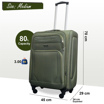 Soft Shell Lightweight Nylon Suitcase Set 4 Wheel Travel Case Holiday Bags