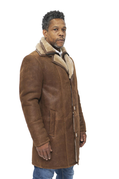 Mens Warm Shearling Sheepskin Leather Coat-Florence