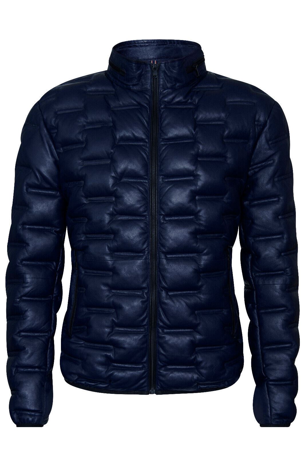 Men's Puffer Quilted Bomber Leather Jacket - Recife