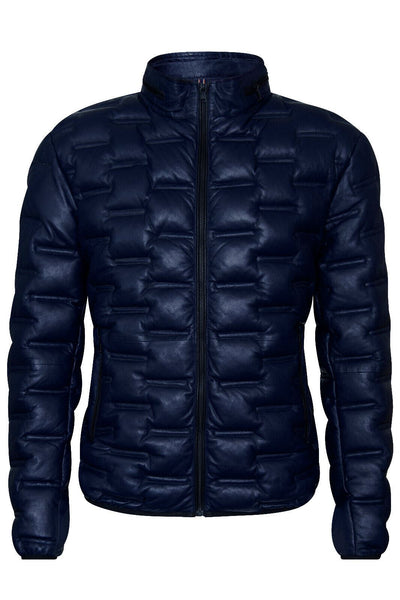 Mens Quilted Puffer Leather Bomber Jacket - Torpoint - Upperclass Fashions 