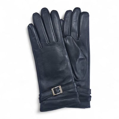Womens Italian Leather Winter Buckle Soft Wool Lining Gloves - L-GLV-601