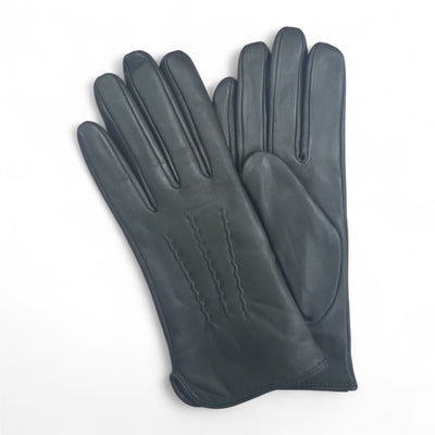 Womens Italian Leather Winter Stitch Line Design Soft Wool Lining Gloves - L-GLV-301