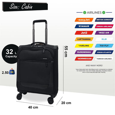 Lightweight  4 Wheel Luggage Travel Soft Cabin Bag
