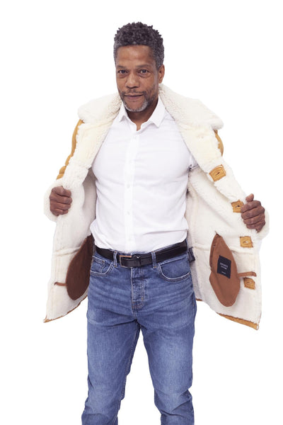 Mens Classic Sheepskin Car Coat-Leyton